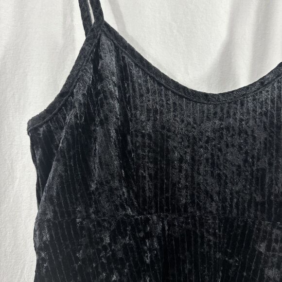 Sostanza Black Velvet Strappy Skater Dark Romantic Babydoll Dress Womens Size L - Picture 6 of 8